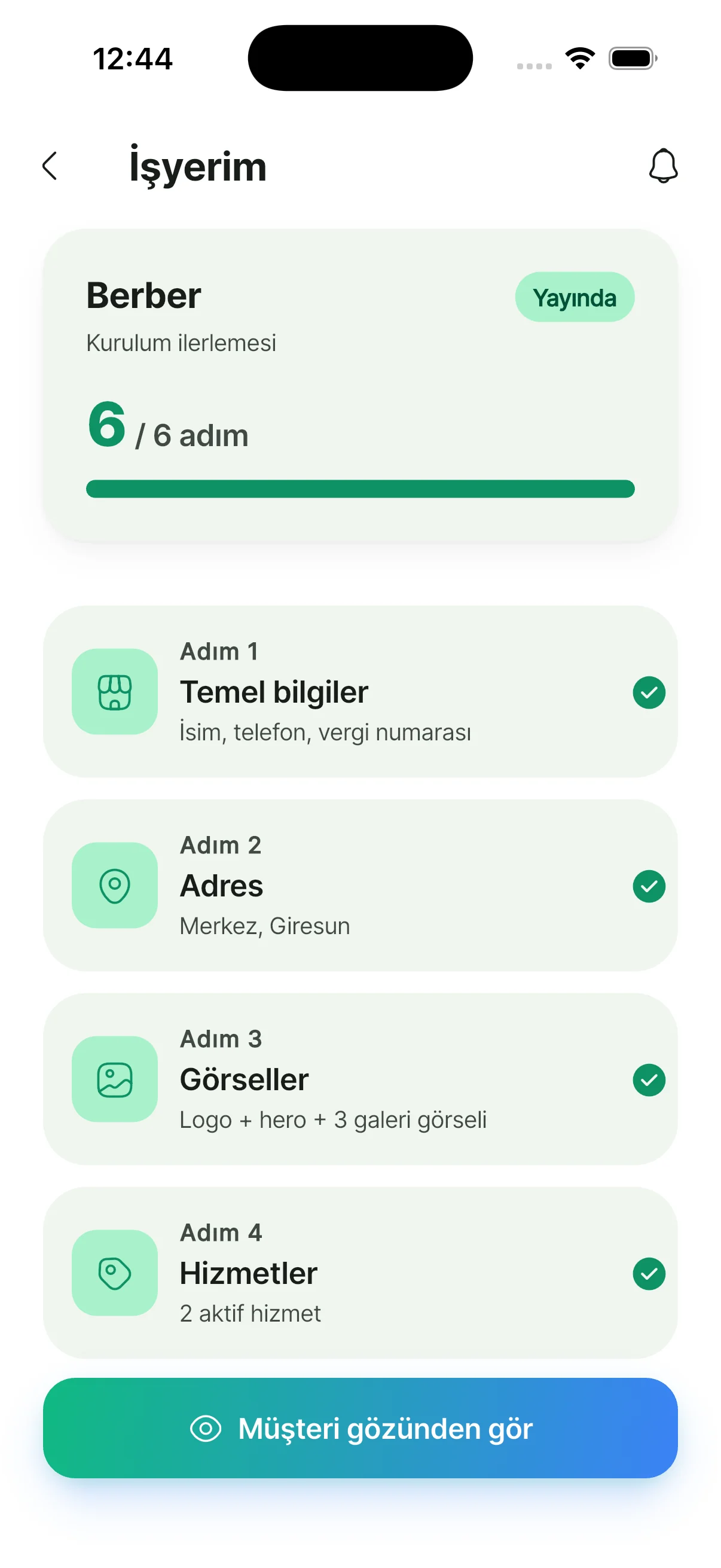 Randea Business — gösterge ekranı