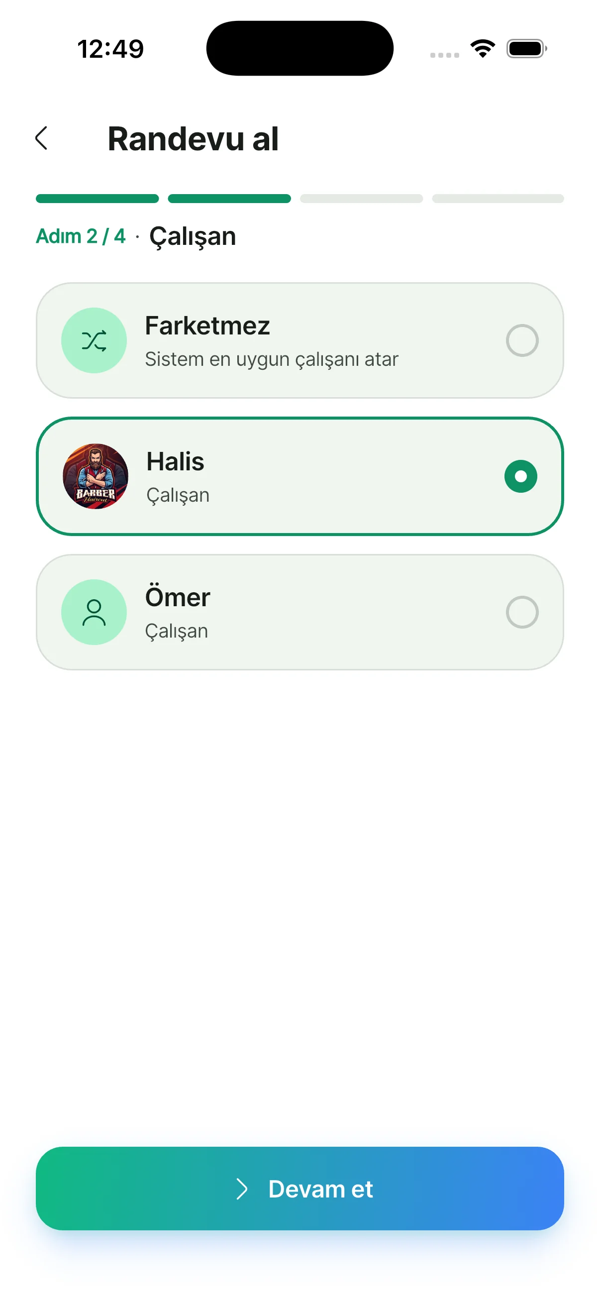 Saat seçim ekranı